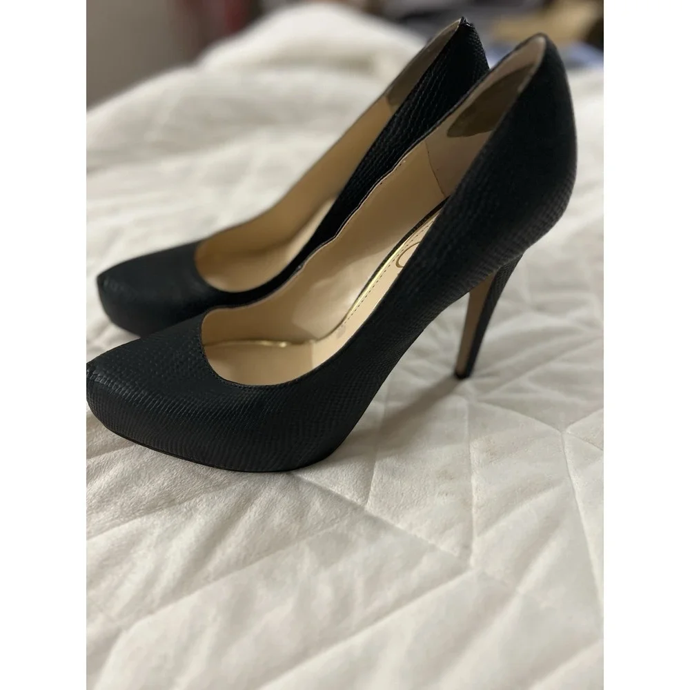 Jessica Simpson Parisah Platform Pump‎ Snake Print Black 8.5